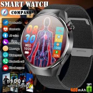 호환  2025 신형 건강 측정 스마트워치 혈중 산소 요산 심전도광혈류측정 체온 혈압 블루투스 통화 건강 스