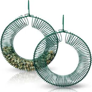 거대한 잎 2피스 땅콩 새 모이통 야외 새와 다람쥐 모이통을 위한 걸이 후크가 달린 행잉 화환 원형 금속