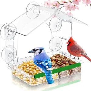 HCGADON 창문 새 모이통 5개의 강력한 흡입 컵이 있는 투명 청소하기 쉬운 분리형 야외 보기 상자 방풍