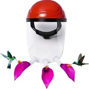 질리테 벌새 모이통 헬멧 - 2025년 업그레이드된 착용 가능한 마스크로 뒷마당 새 관찰 김서림 방지 렌즈