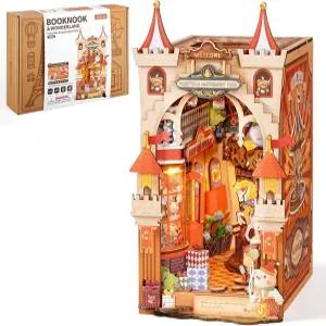 롤라이프 DIY 북 누크 키트 - LED 조명이 있는 동화 놀이공원 3D 나무 퍼즐 프리미엄 캐슬 책장 삽입