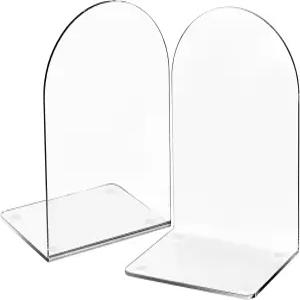 룰론폰 2피스 북엔드 책장용 무거운 책용 클리어 학교용 아크릴 도서관 데스크톱 정리함 및 책장