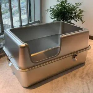 럭셔리 스테인레스 화장실 서랍형 대형 가로형 고양이 60x40x35cm