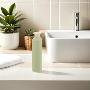 4PCS 미적 감각의 아보 리필 세트 용품 휴대용 여행용 세면 스퀴즈 가능 260ML 로션용 그린 용기