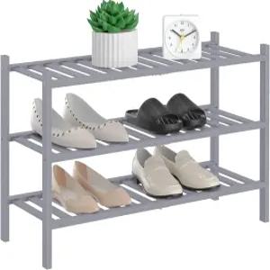 옷장용 2단 대나무 신발장 입식 목재 수납 정리함 작은 공간 쌓기 회색