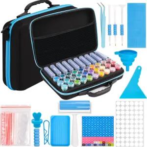 용기 보라색 및 검은색 액세서리가 있는 다이아몬드 페인팅 보관 케이스 정리함블루 40 슬롯2 사이즈a