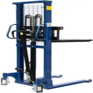 Fworkleft 수동 팔레트 스태커 2200파운드 용량 조절 가능한 포크 및 고정 다리가 있는 63인치 트 높이