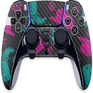 PS5 듀얼센스 엣지 컨트롤러와 호환되는 마이티스킨 탄소 섬유 스킨 네온 카우걸 보호 내구성 있는 질감의