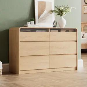 Ieejdn 47.2인치 서랍장 6개의 서랍장이 있는 와이드 오목한 유리 디스플레이와 조용한 금속 레일 손잡이