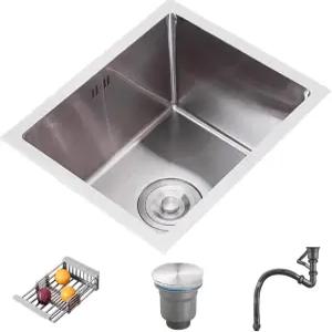 실버 스테인리스 브러시 시폰 싱크 바 카운터 작은 세면대 레스토랑 팬트리 설거지 물 풀 싱글 볼 3mm