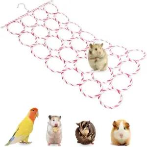 쥐새 앵무새를 위한 hhdatc 쥐와 작은 동물 등반 로프 그물 장난감 매달기 사다리 그네와 해먹 랜덤 색상