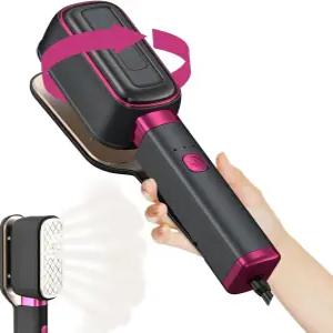 J 더 쉽고 빠른 3-in-1 여행용 철제 스티머 의류 1000W 20초 고속 가열 180° 회전 휴대용 클램프 및 수직