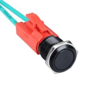 DMWD 16mm 15Am 래칭 금속 푸시 버튼 스위치 블랙 쉘 헤비 듀티 12V 24V 110V ONOFF 1NO 2 핀LED 없이