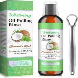 천연 코코넛 페퍼민트 에센셜 오일과 비타민 D E 알코올 프리 구강 청결제로 치아를 위한 풀링 오일 입냄새