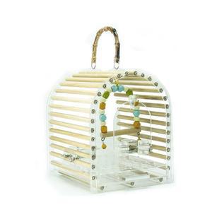 앵무새 이동장 새장 그린 애완 케 가죽타입 스탠드 산책 새집 1x4 새이동장 소형