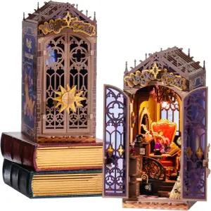 롤라이프 LED 북누크 키트 매직 판타지 코너 DIY 3D 크리에이티브 장식 북엔드 책장 삽입