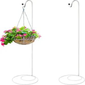 Jagely 야외용 헤비 듀티 가든 셰퍼드용 조절 가능한 셰퍼드 후크 바람 차임 스탠드 걸이 식물 새 모이통