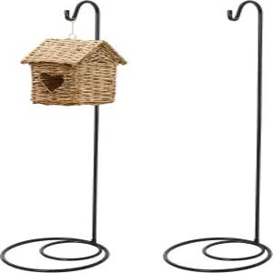 바람 차임 스탠드 걸이식 식물 새 모이통 폴 다리미(클래식 스타일 블랙)용 야외용 헤비 듀티 정원