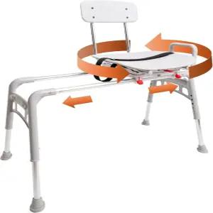 이글 헬스 회전식 좌석이 있는 슬라이딩 샤워 의자 욕조 이송 벤치 FSA/HSA 자격 내부 샤워를 위한 높이