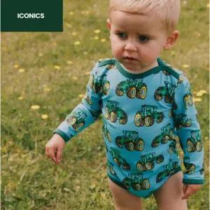 [쁘띠팔레](강남점)-(신세계 강남) 스마포크-엘스타 트렉터 무늬 긴팔 아기 바디수트