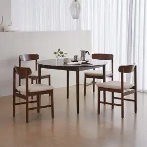 하이디 네이처 알로 원형 1000 1200 4인 원목 테이블 식탁세트 의자4개)