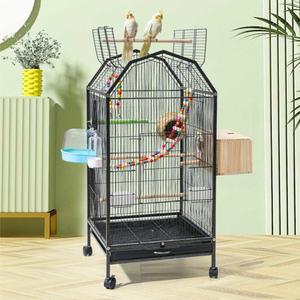 바퀴달린 연철 대형새장 앵무새 철제 흰색 표준 초대형 둥지 이동장 퀘이커 놀이터 소형