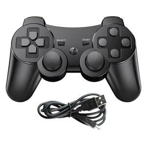 PS3용 링크셰어 무선 컨트롤러, 충전 코드가 있는 플레이스테이션 3용 더블 진동 블루투스 게임패드 리모컨(블랙)