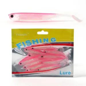핑크 10p세트 은빛비늘 루어 갈치웜 미끼 쉐드웜 광어