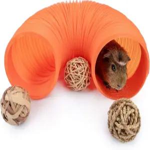 기니피그 친칠라 쥐 왜소 토끼를 위한 3팩 플레이 볼이 있는 니테엔젤 펀 터널 (오렌지)