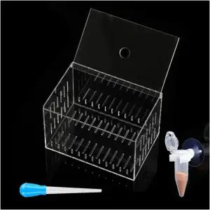 아크릴 어항 격리 상자 6 x4 - 조립 없음 흡입 컵 및 급식 키트가 포함된 선명한 뷰 사육 부화장(생선