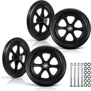 LIQWEI 4팩 8인치 워커 휠 교체 견고한 휠체어 앞바퀴 미끄럼 방지 롤레이터 내구성이 뛰어나고 조용한