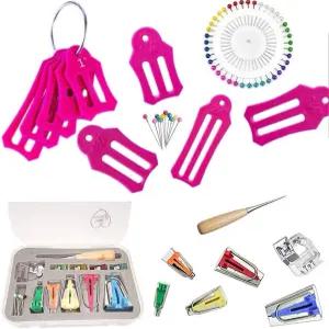 HONEYSEW 싱글 더블 폴드 바이어스 테이프 메이커 도구 키트 세트 패브릭 젤리 롤 새셔 접이식 및 바이어싱