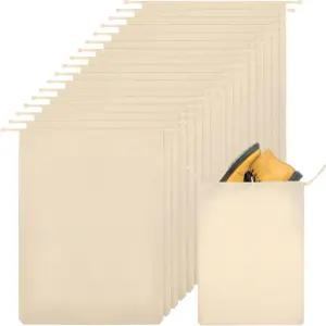 여행용 힐반 신발 가방 먼지 방지 면 드로스트링 홈 팬트리 액세서리용 통기성 파우치