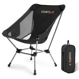 캠프데이 캠핑 의자 휴대용 하이킹 초경량 배낭여행 야외 캠프 헌팅 비치 콘서트용 소형 경량 접이식 의자 330파운드 블랙 1PCS 지원