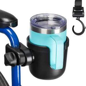 조이투투스 휠체어 컵 홀더 롤레이터 워커 스쿠터 유모차 모빌리티용 후크 음료 홀더가 있는 유연한 탭 4개