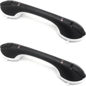 샤워 욕조용 2팩 흡입 그랩 바 욕실 벽을 위한 강력한 컵이 장착된 업그레이드된 헤비 듀티 논슬립 그립