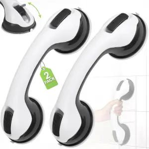 오로라 12인치 욕조 및 샤워용 그랩 바(흡입 컵 포함) 노인용 탈착식 바 욕실 안전을 위한 드릴링 없는