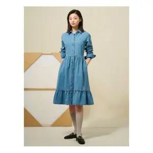 빈폴 레이디스 Reedition 헤지 데님 볼륨 소매 원피스 블루 BF5271S01P 1213929