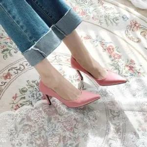 슬링백힐 국내제작 파스텔 뾰족코 스틸레토 펌프스힐 여성 구두Y