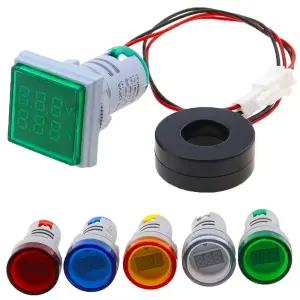 검침기 검전기 110V 220V AC 디지털 전압계 전류계 50-500V 0-100A 정사각형 원형 전압 전류 측정기 차량용