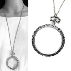 팬던트 모던스타일 레트로 큰 긴 돋보기목걸이 선물박스 47mm