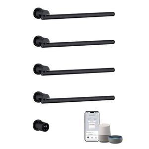 전동 타월 워머 숨겨진 스마트, 욕실용 75W 회전식 가열 랙, 타이머, 온도 조절기, LED 디스플레이, APP, 180 회전 4바, 유선, 블랙 모듈식 랙 내장