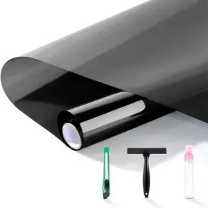 설치 도구 프리미엄 PET 소재 열 제어 99 자외선 차단 및 개인정보 보호 암막 창문 필름(블랙