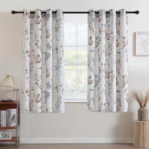 거실용 H.VERSAILTEX 린넨 블렌드 커튼 인쇄 플로럴 그로밋 농가 꽃 패턴 드레이프 창 처리 패널 2개 세트