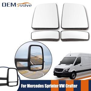 메르세데스 호환 벤츠 호환 스프린터 2006 -  VW Crafter 용 우측 좌측 윙 미러 유리 상단 대형 푸시 온 비
