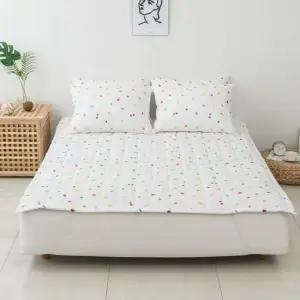 파인애플 화이트 시어서커 여름 밴딩 슈퍼싱글 패드