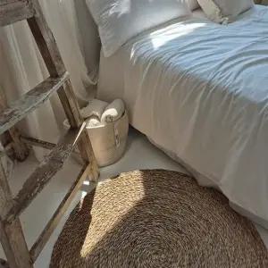 이플 여름 거실 카페트 라탄 원형 매트 고급 120cm