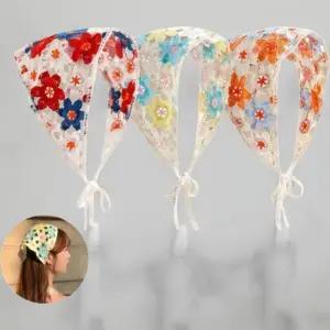 [신상오픈런]여성 빈티지 꽃무늬 니트 헤어 스카프 (41316245)