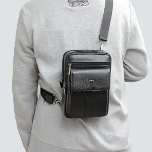 남성 가죽 여행보조가방 멀티백 바디크로스백 슬링백