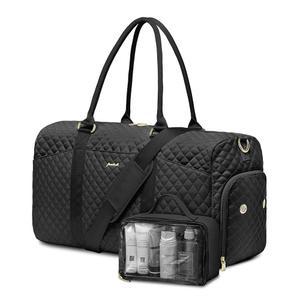 여성 위켄더 트래블 더플 백: 신발 칸이 있는 오버나이트 백 큰 캐리어 토트백 화장실 가방 주말 여행 요가 짐 병원 젖은 포켓 블랙 여성용